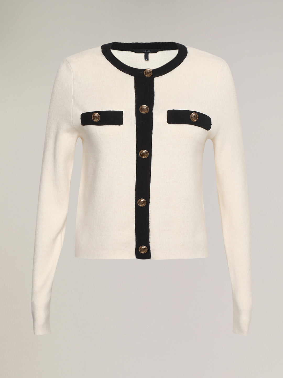 White contrast-trim cardigan