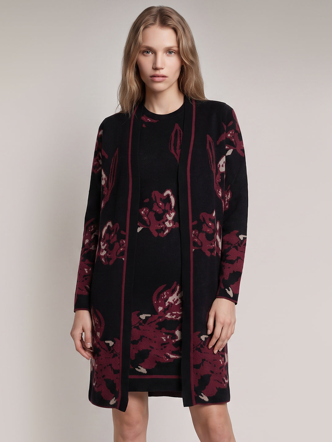 Floral Knit Longline Cardigan