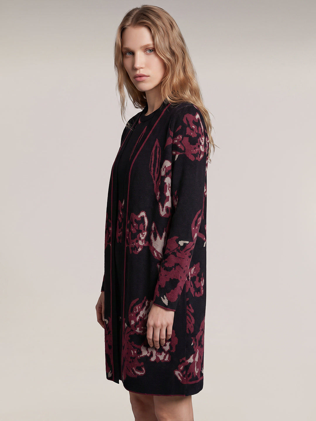 Floral Knit Longline Cardigan