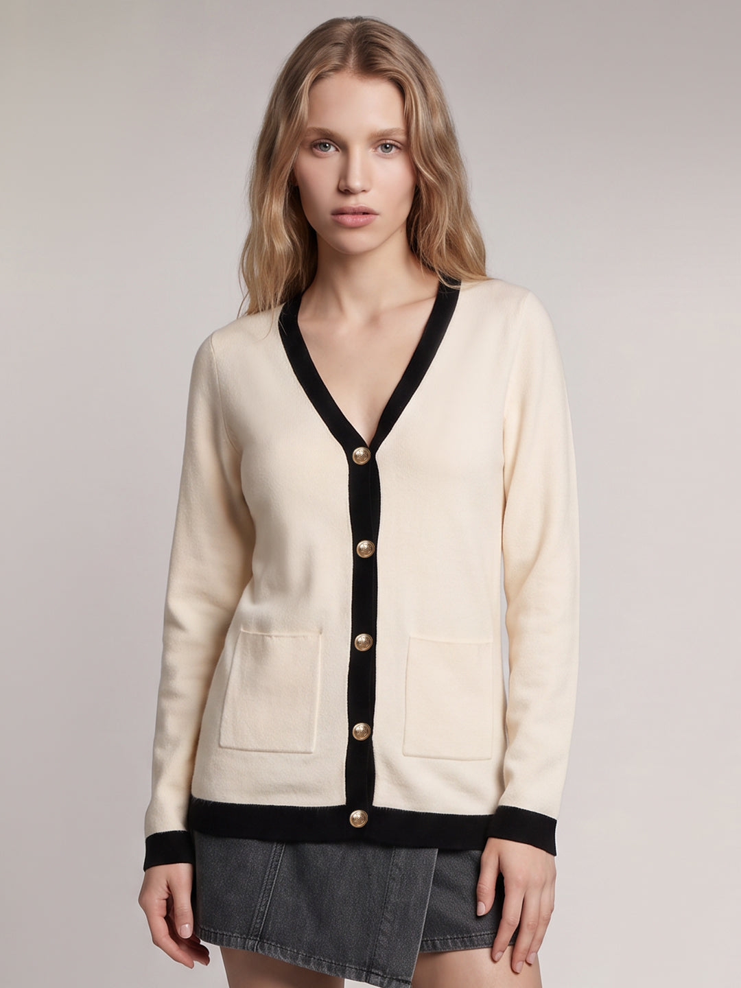 Off-White V-Neck Cardigan
