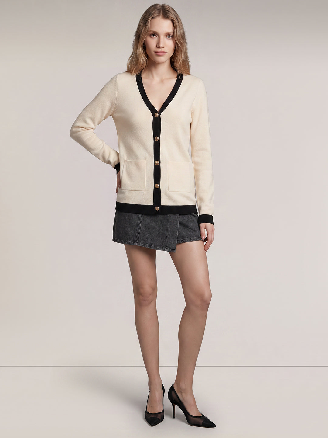 Off-White V-Neck Cardigan