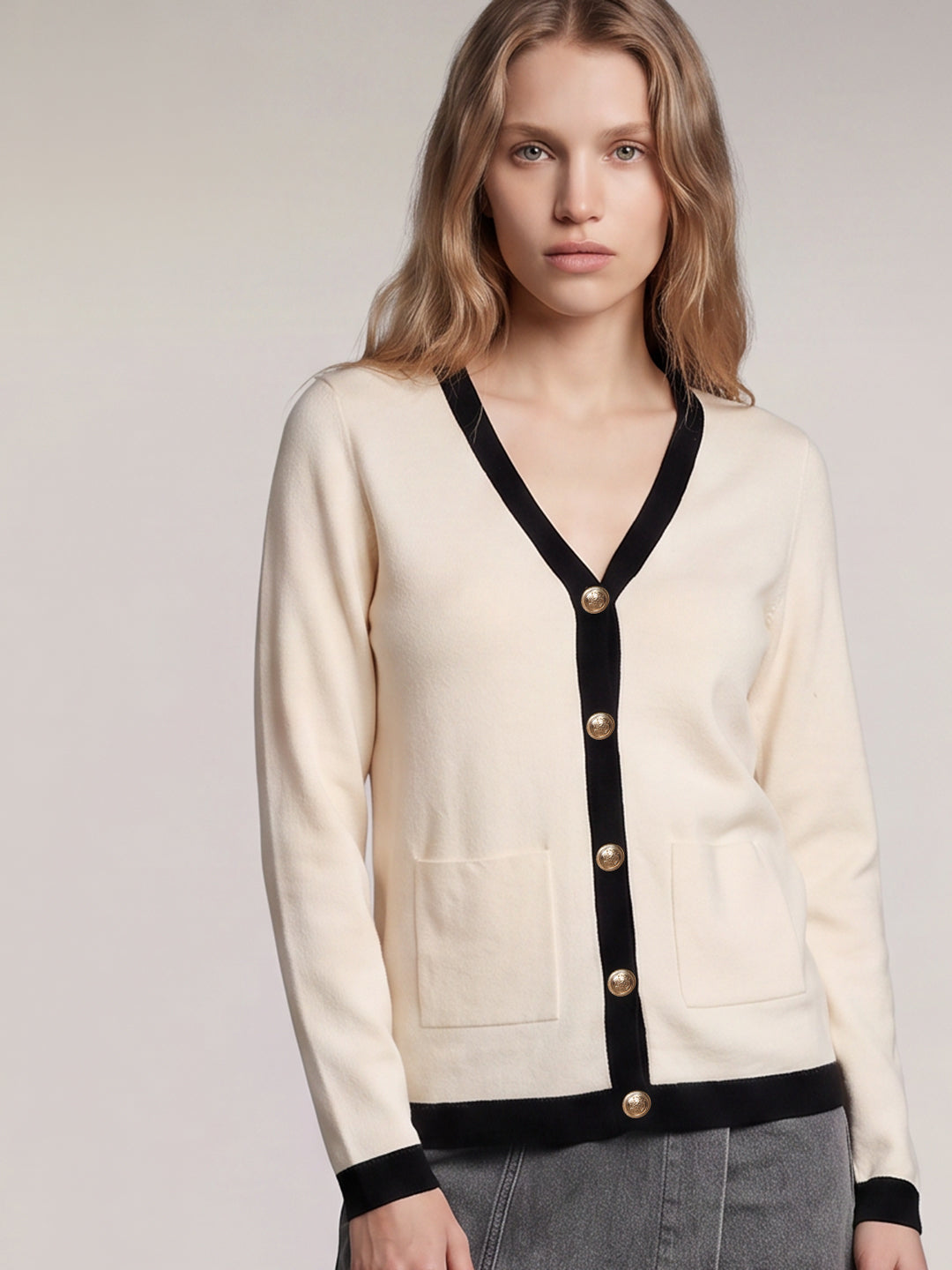 Off-White V-Neck Cardigan