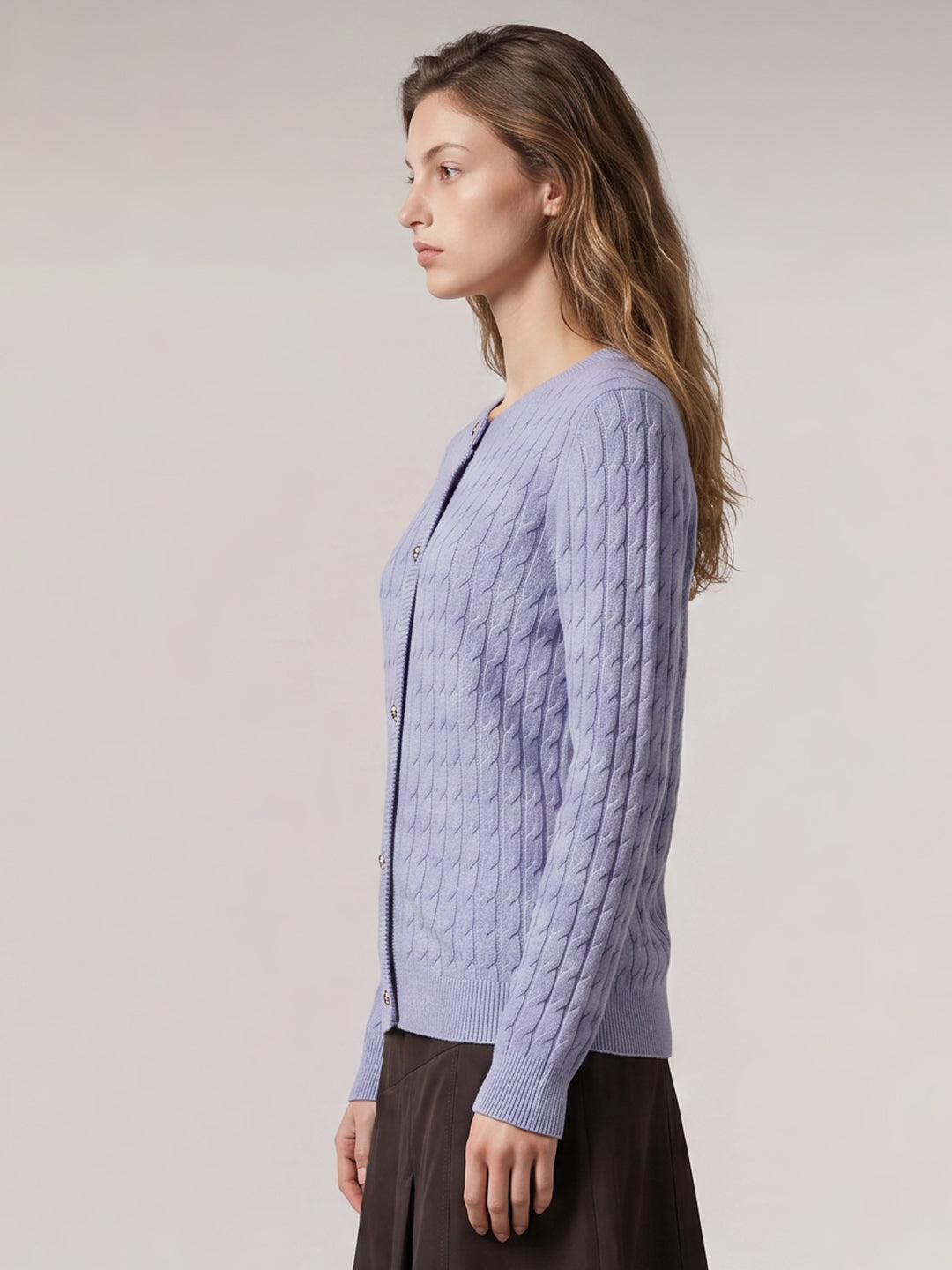 Purple Cable Knit Cardigan