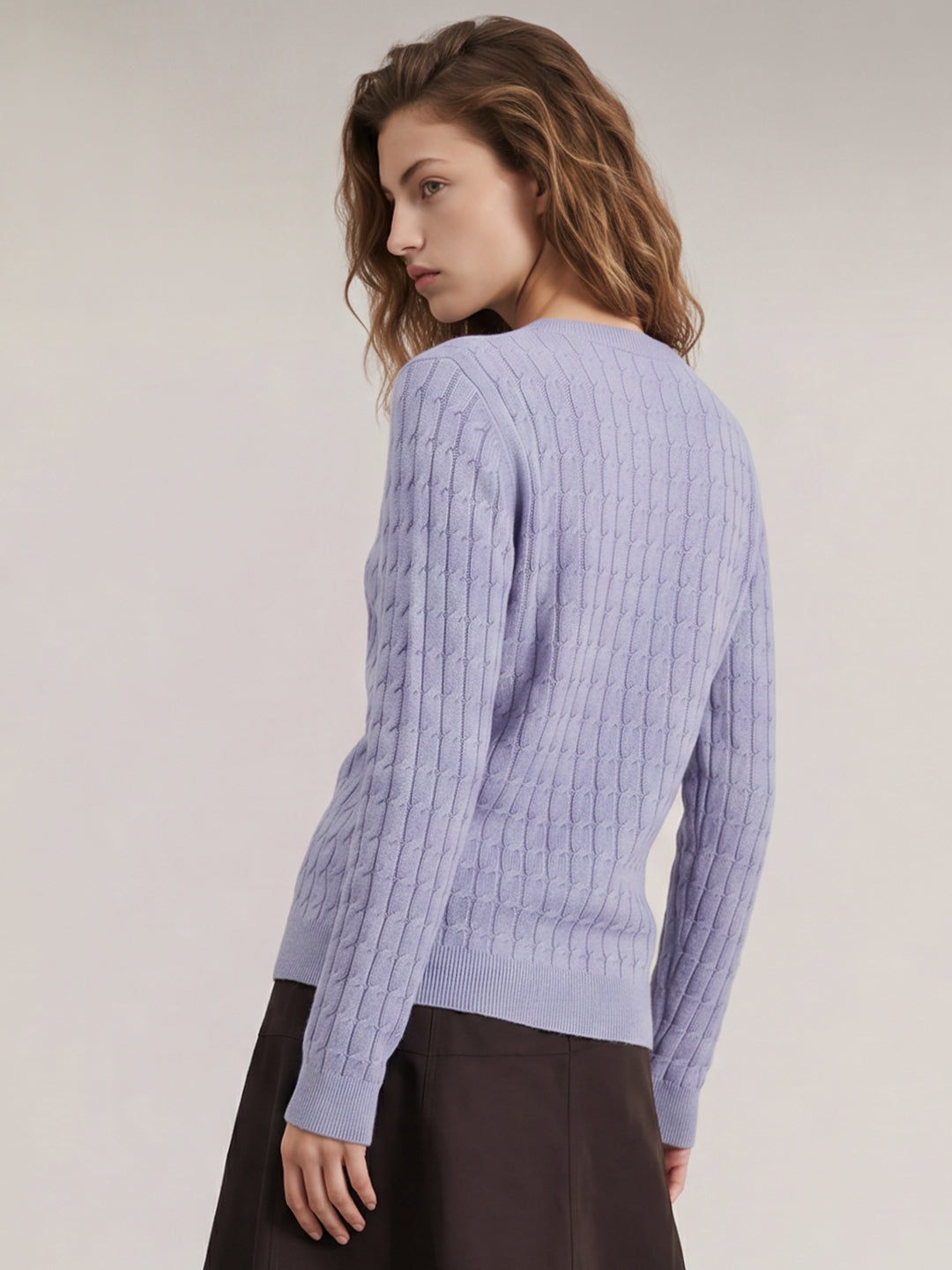 Purple Cable Knit Cardigan