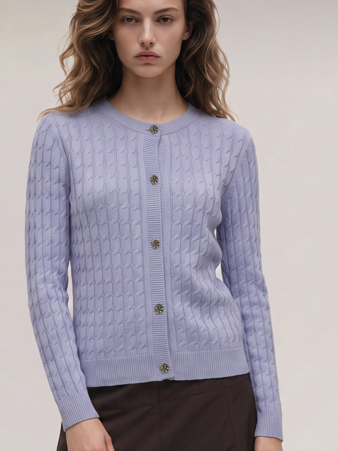 Purple Cable Knit Cardigan