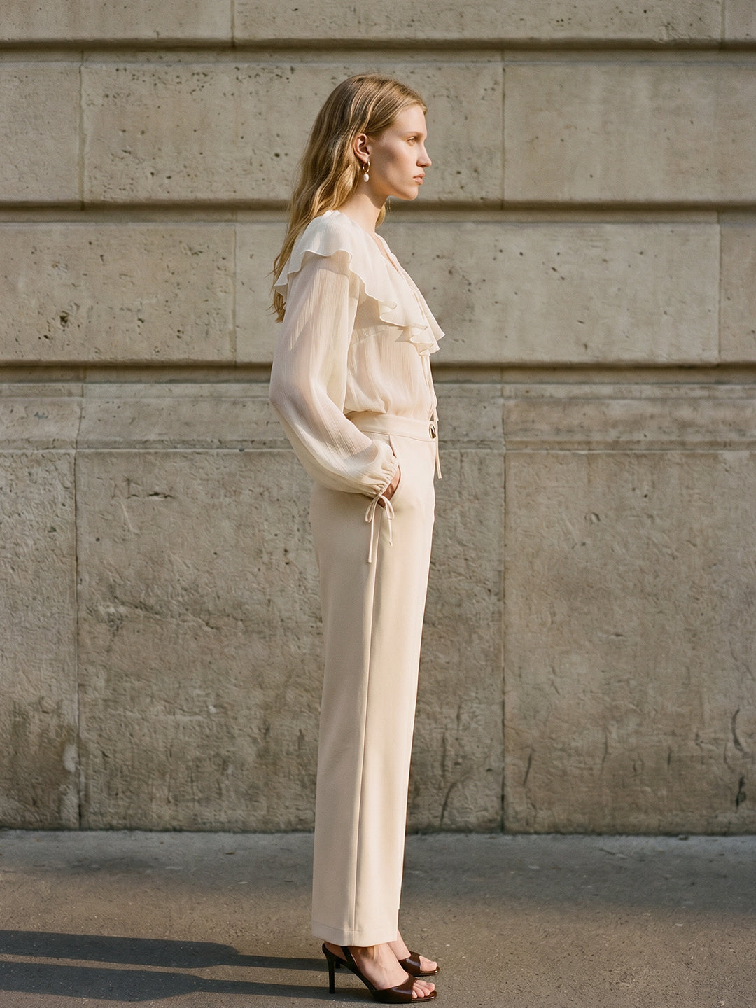 Beige Tailored Trousers