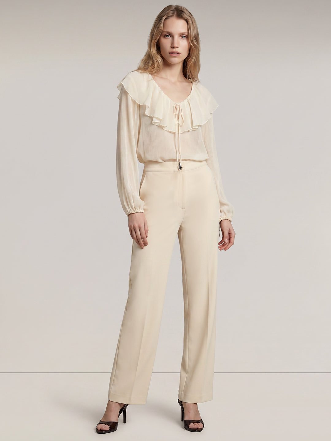 Beige Tailored Trousers