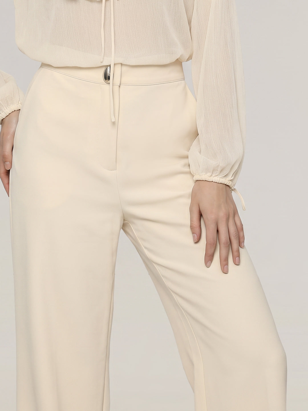 Beige Tailored Trousers