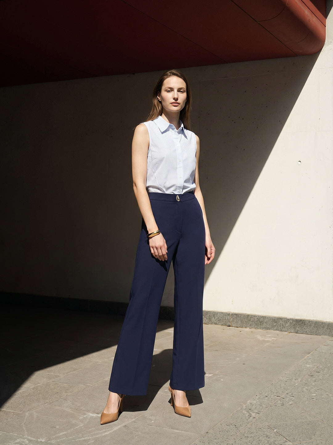Dark Blue Tailored Trousers