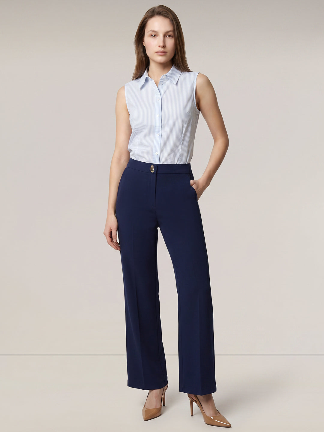 Dark Blue Tailored Trousers