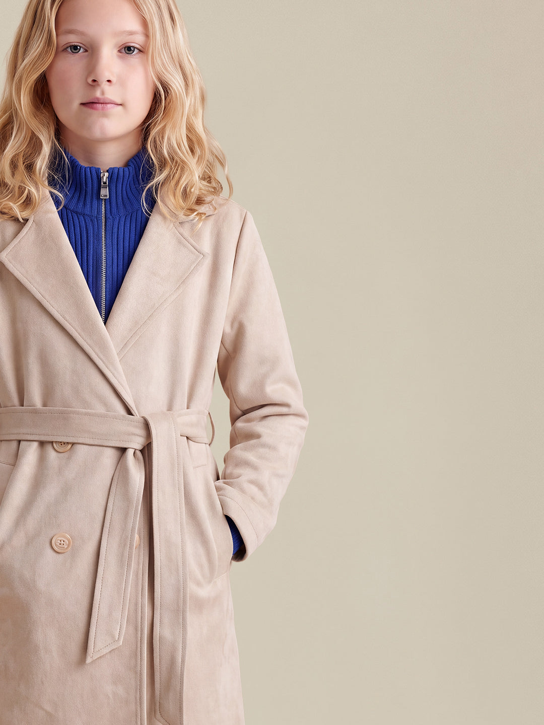 GIRLS Beige Long Coat