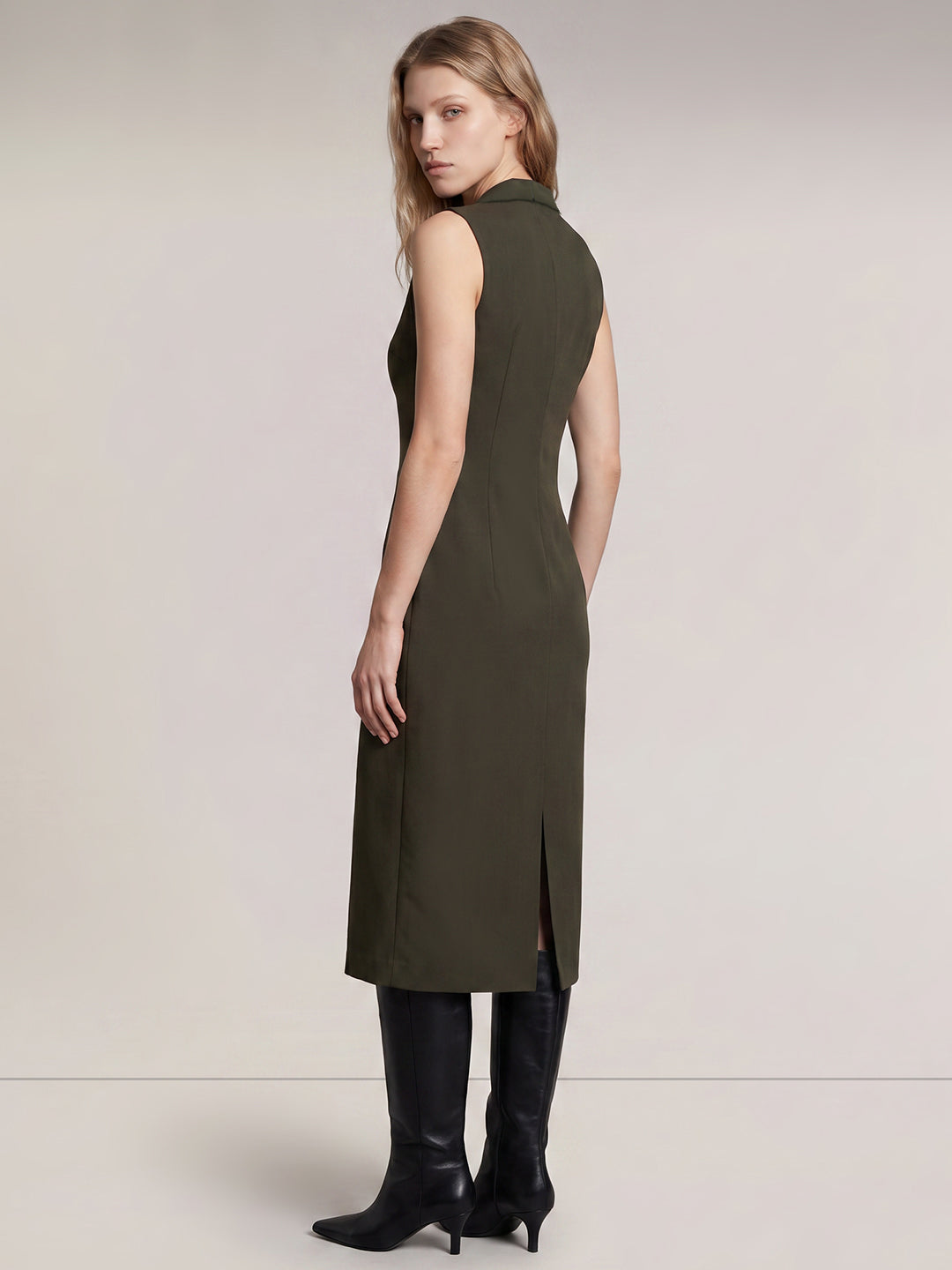 Olive Green Tailored Dress