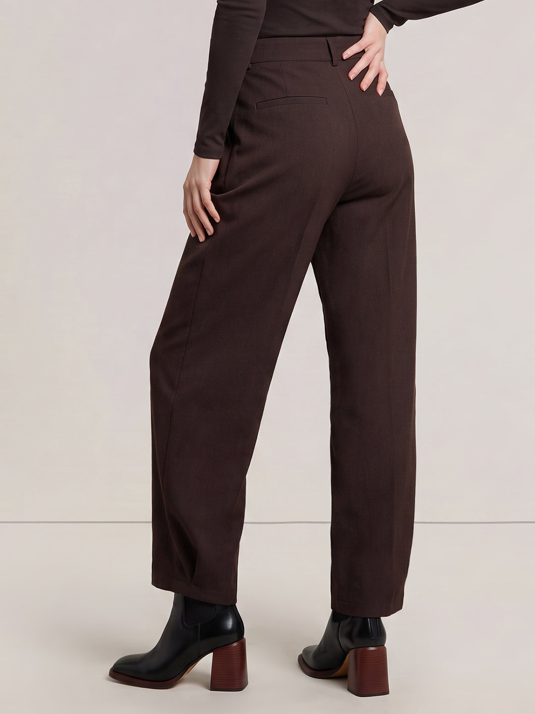 Dark Brown Barrel Fit Pants