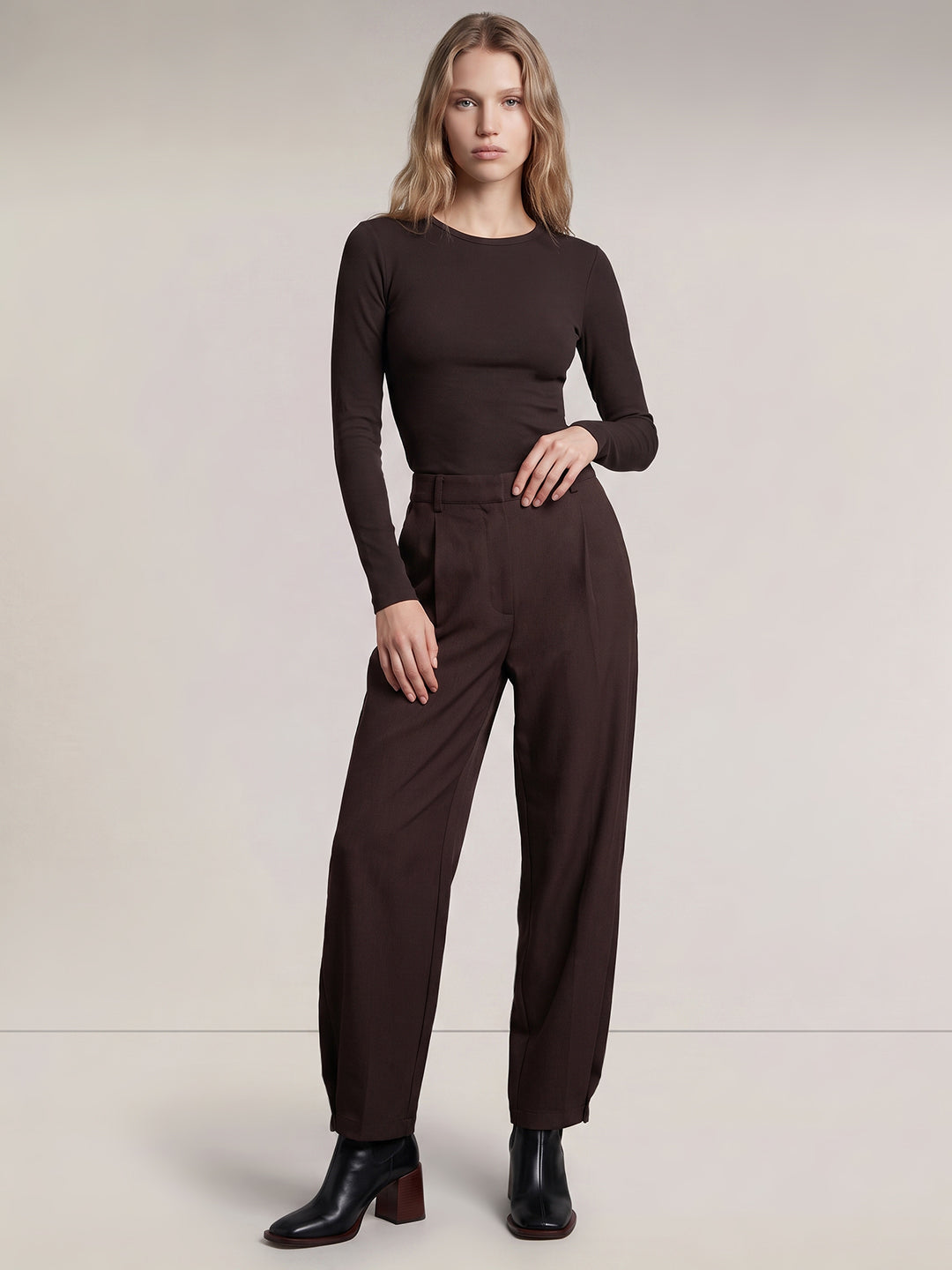Dark Brown Barrel Fit Pants