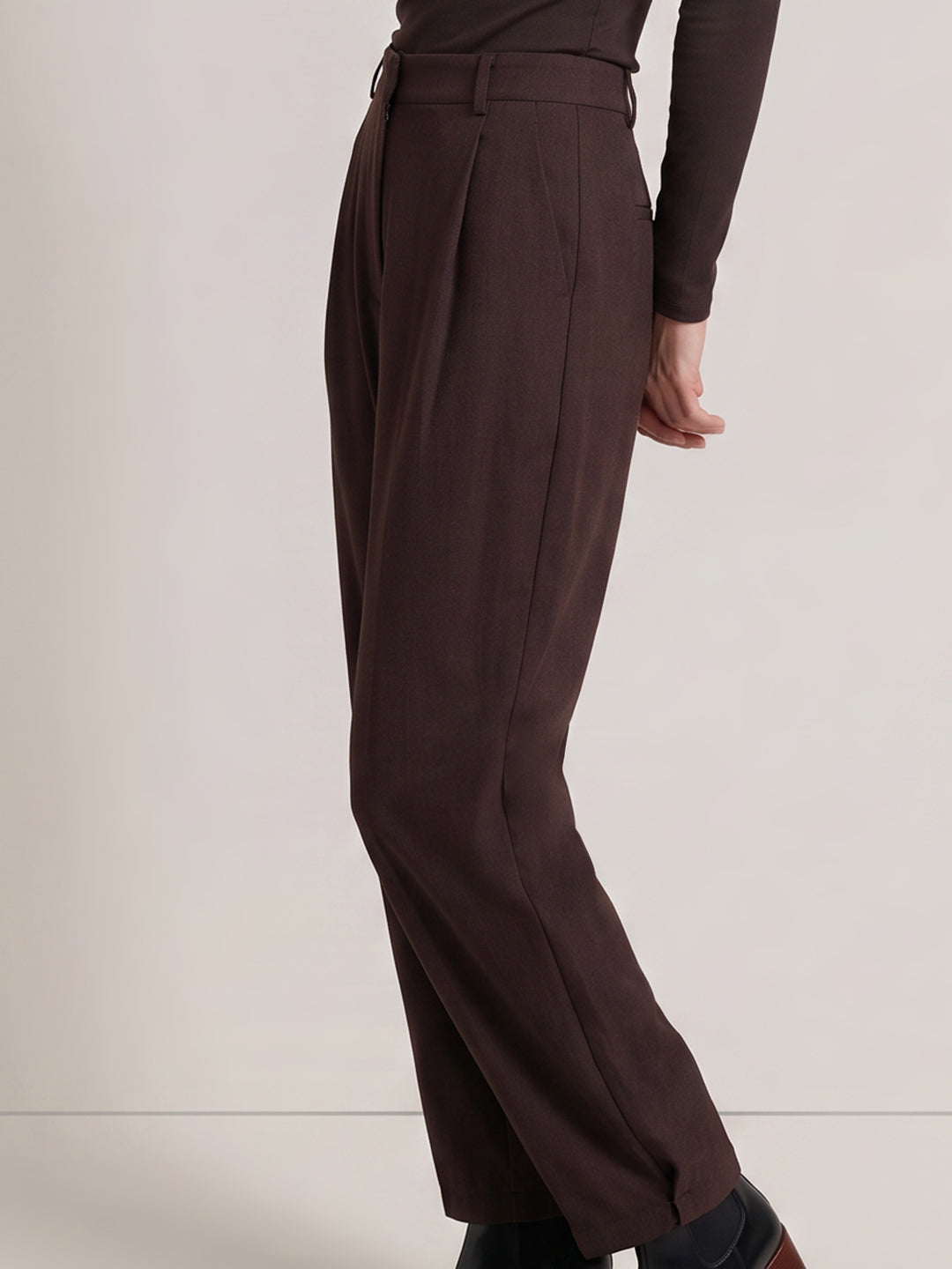 Dark Brown Barrel Fit Pants