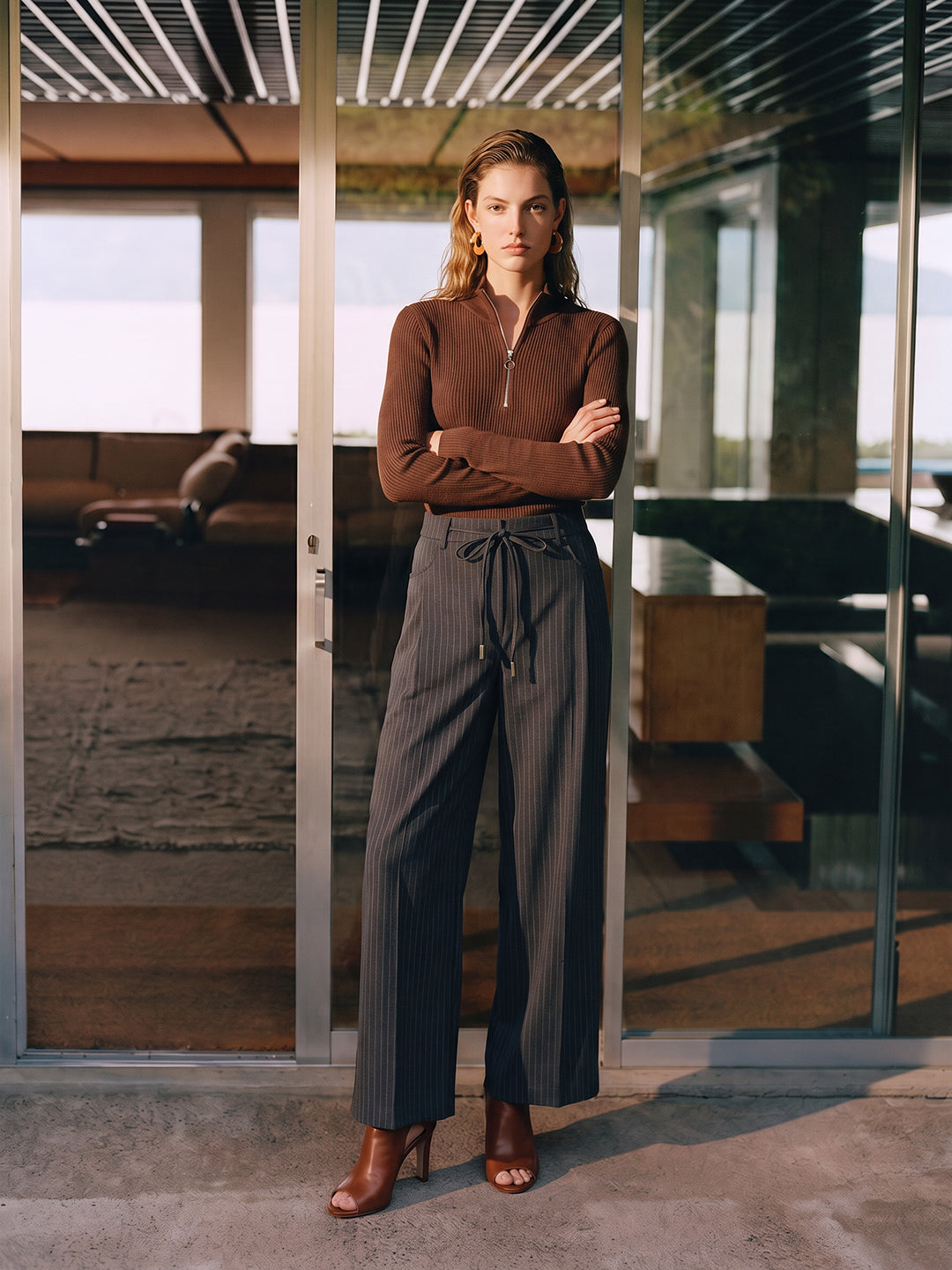 Grey Pinstripe Pants