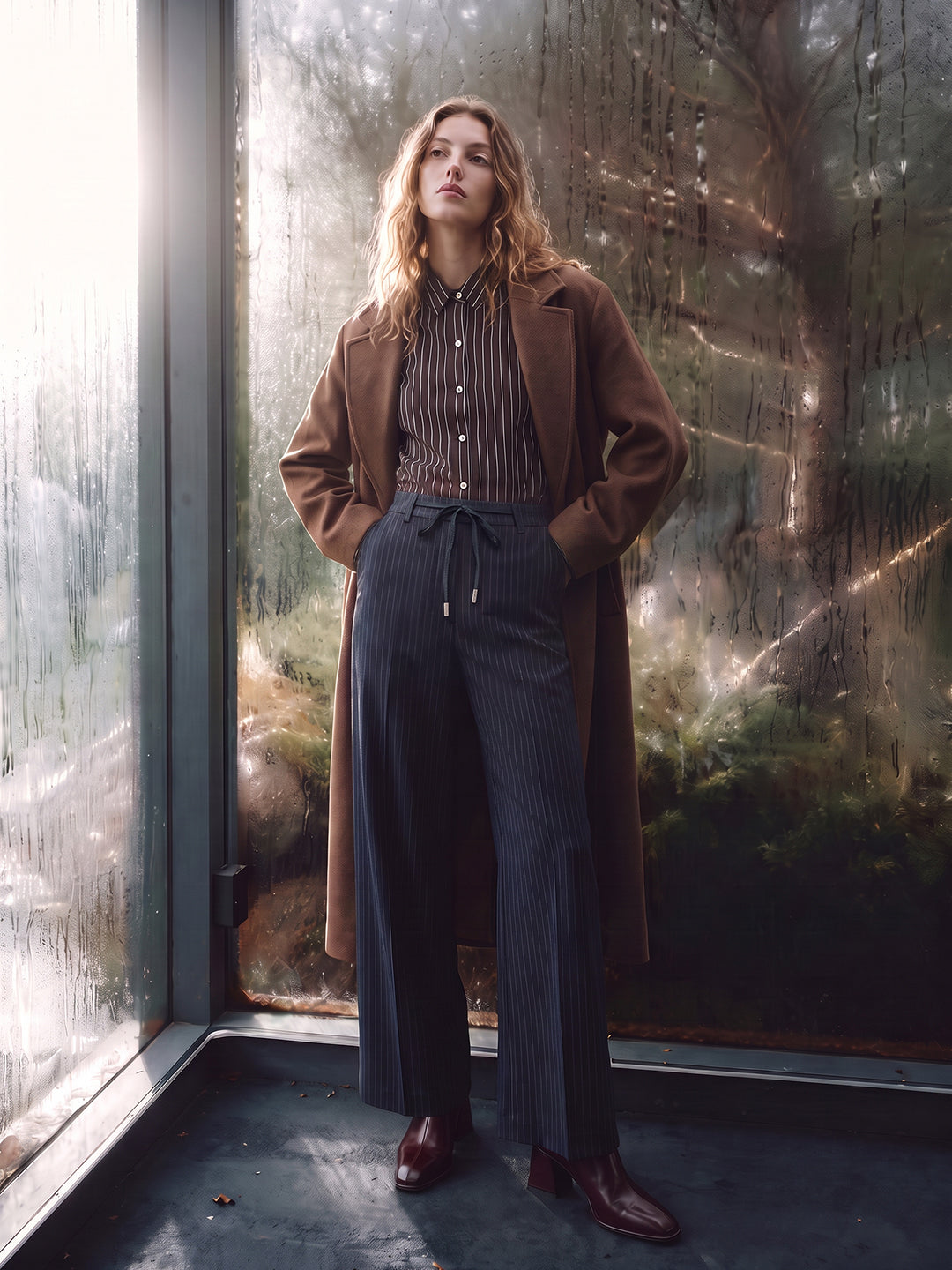 Navy Blue Pinstripe Pants