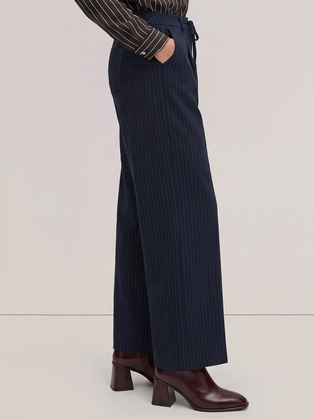Navy Blue Pinstripe Pants