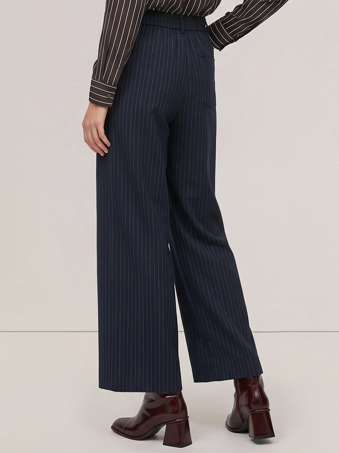 Navy Blue Pinstripe Pants