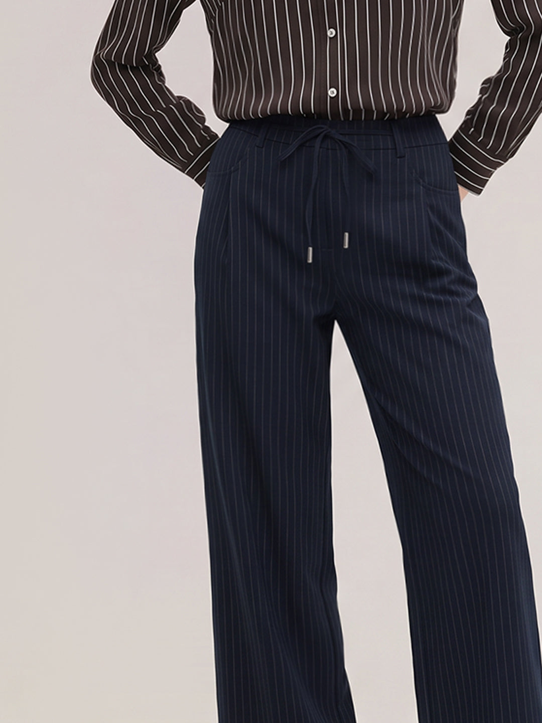 Navy Blue Pinstripe Pants