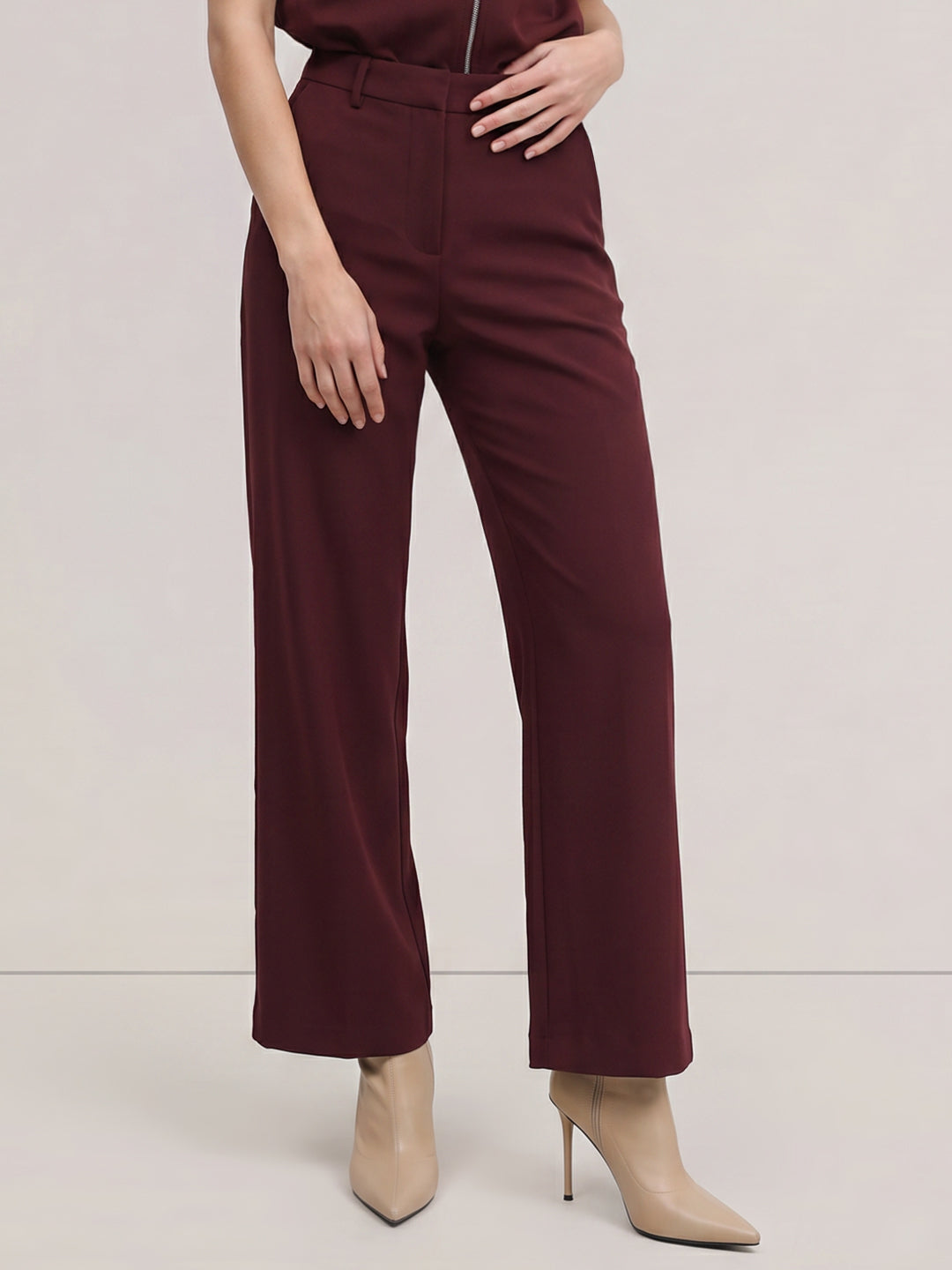 Burgundy Wide Leg Pants