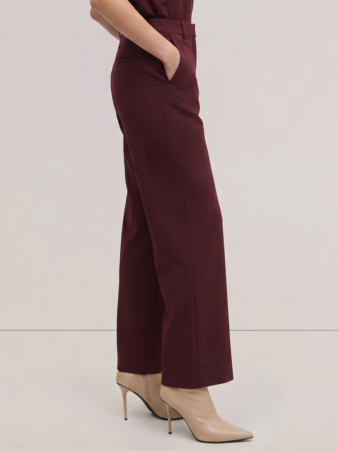 Burgundy Wide Leg Pants