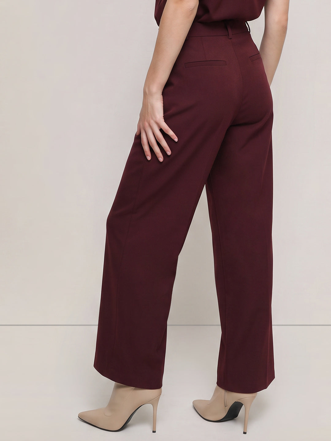 Burgundy Wide Leg Pants