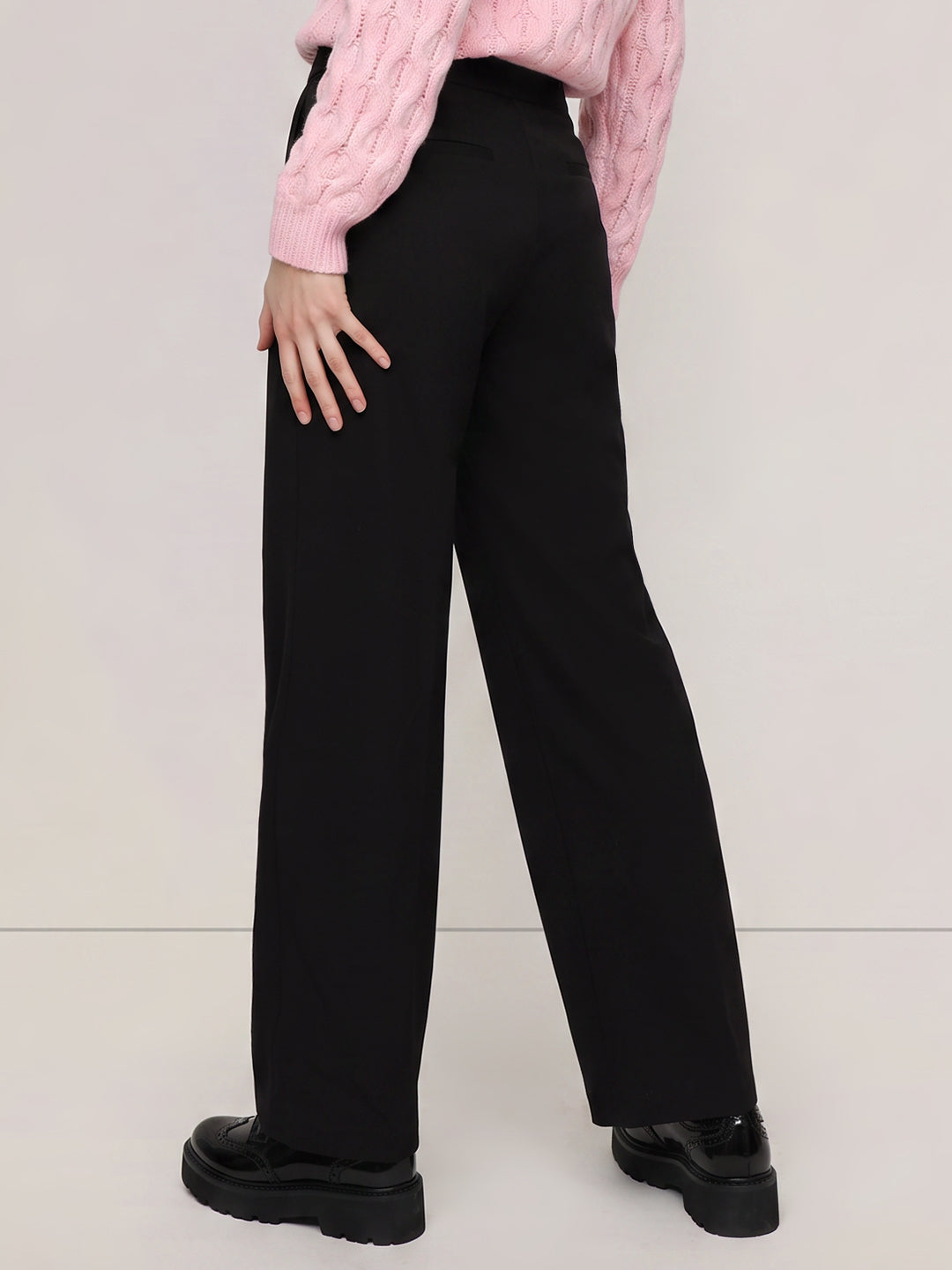 Black High Rise Tailored Pants