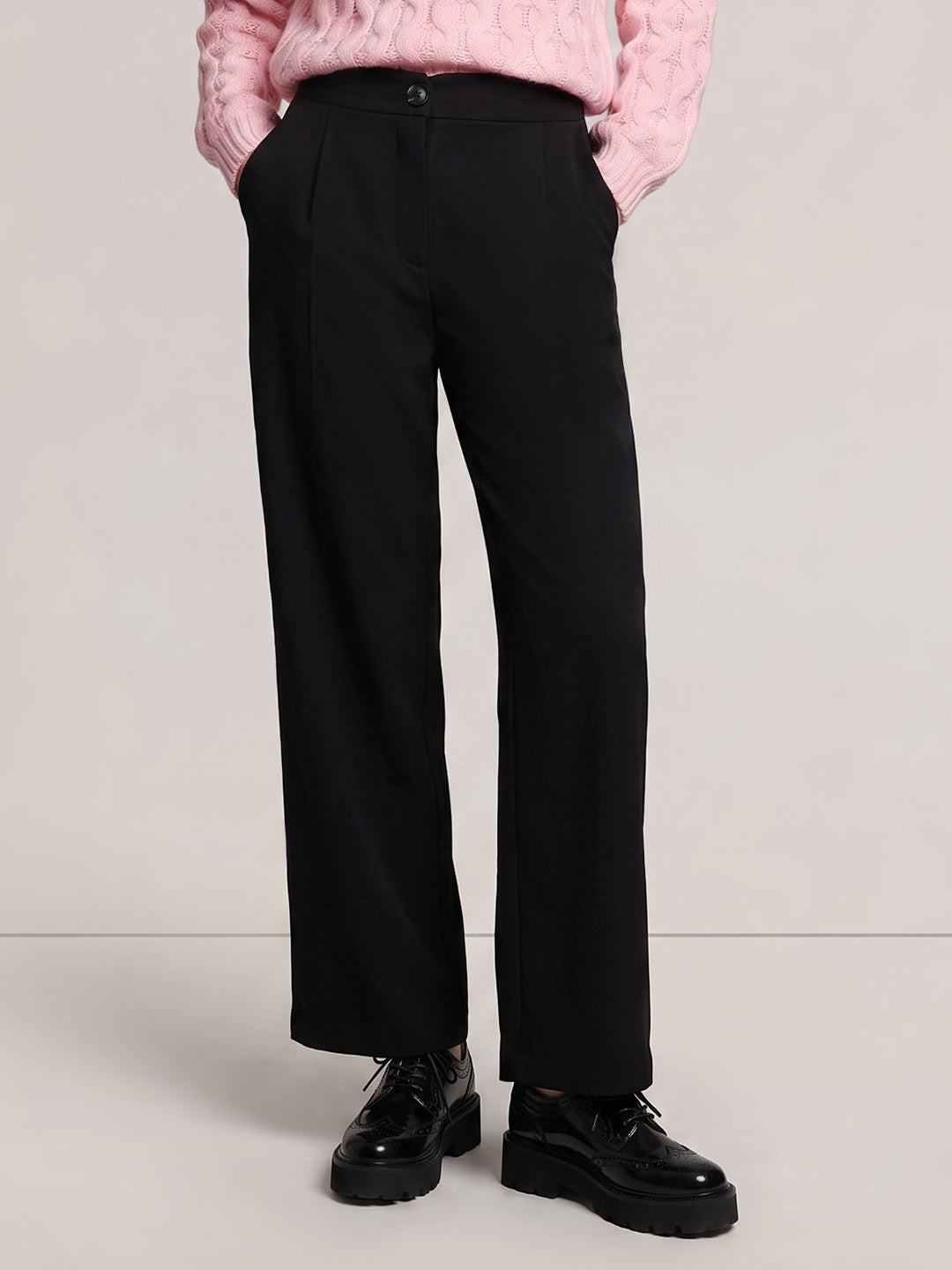 Black High Rise Tailored Pants