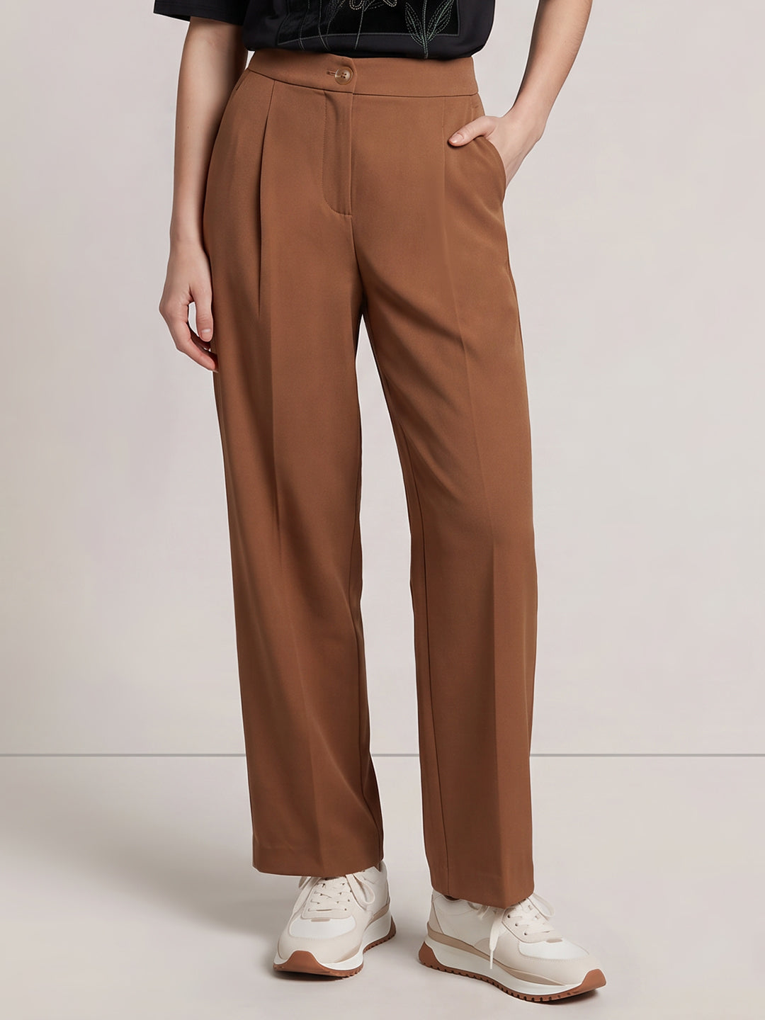Brown High Rise Tailored Pants