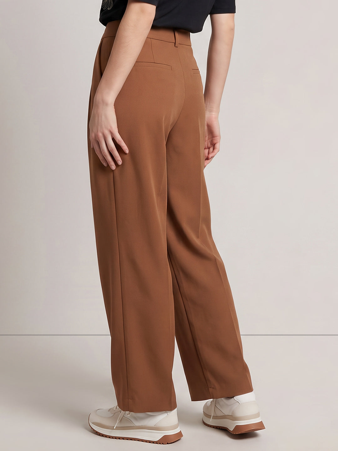 Brown High Rise Tailored Pants