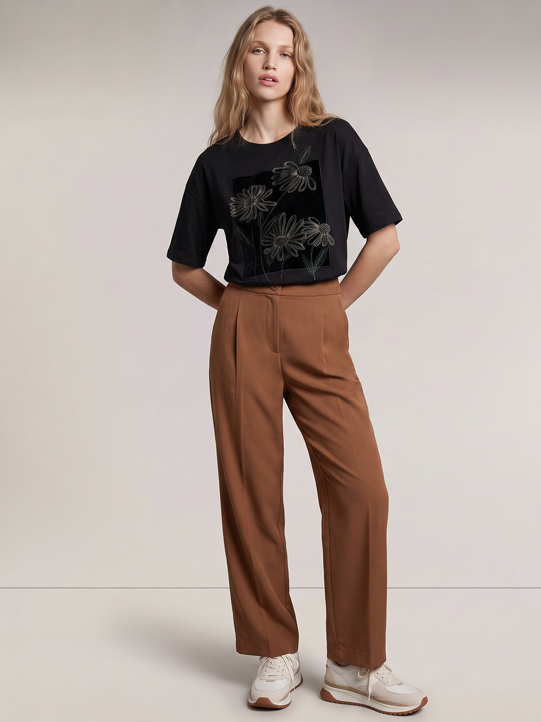 Brown High Rise Tailored Pants