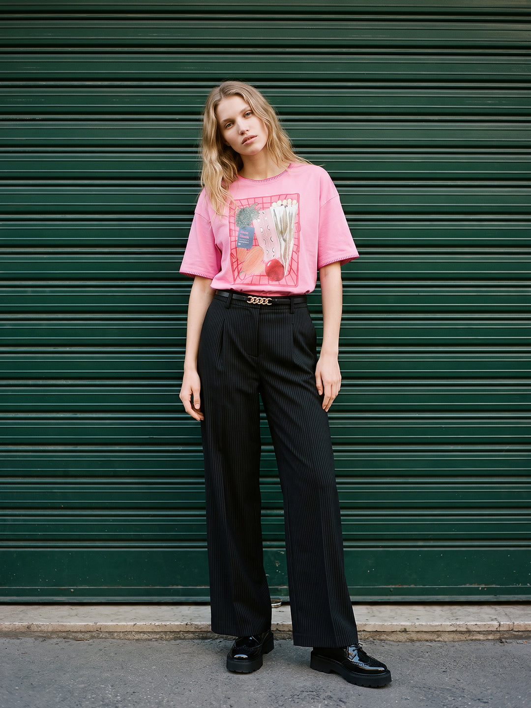 Black Pinstripe Trousers - XS