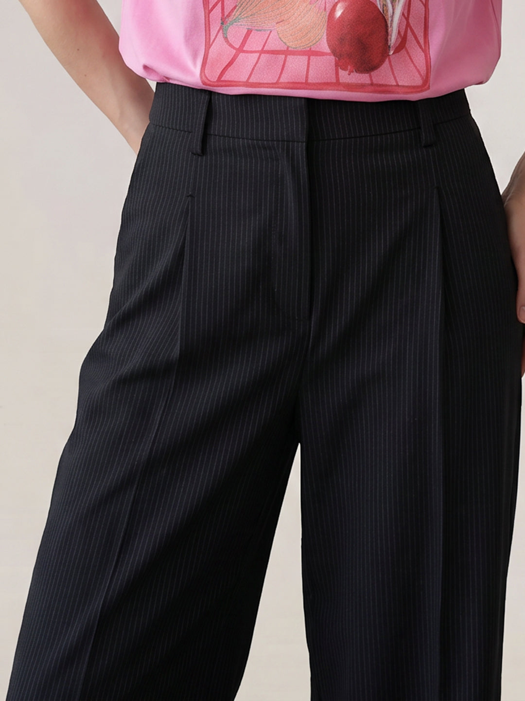 Black Pinstripe Trousers