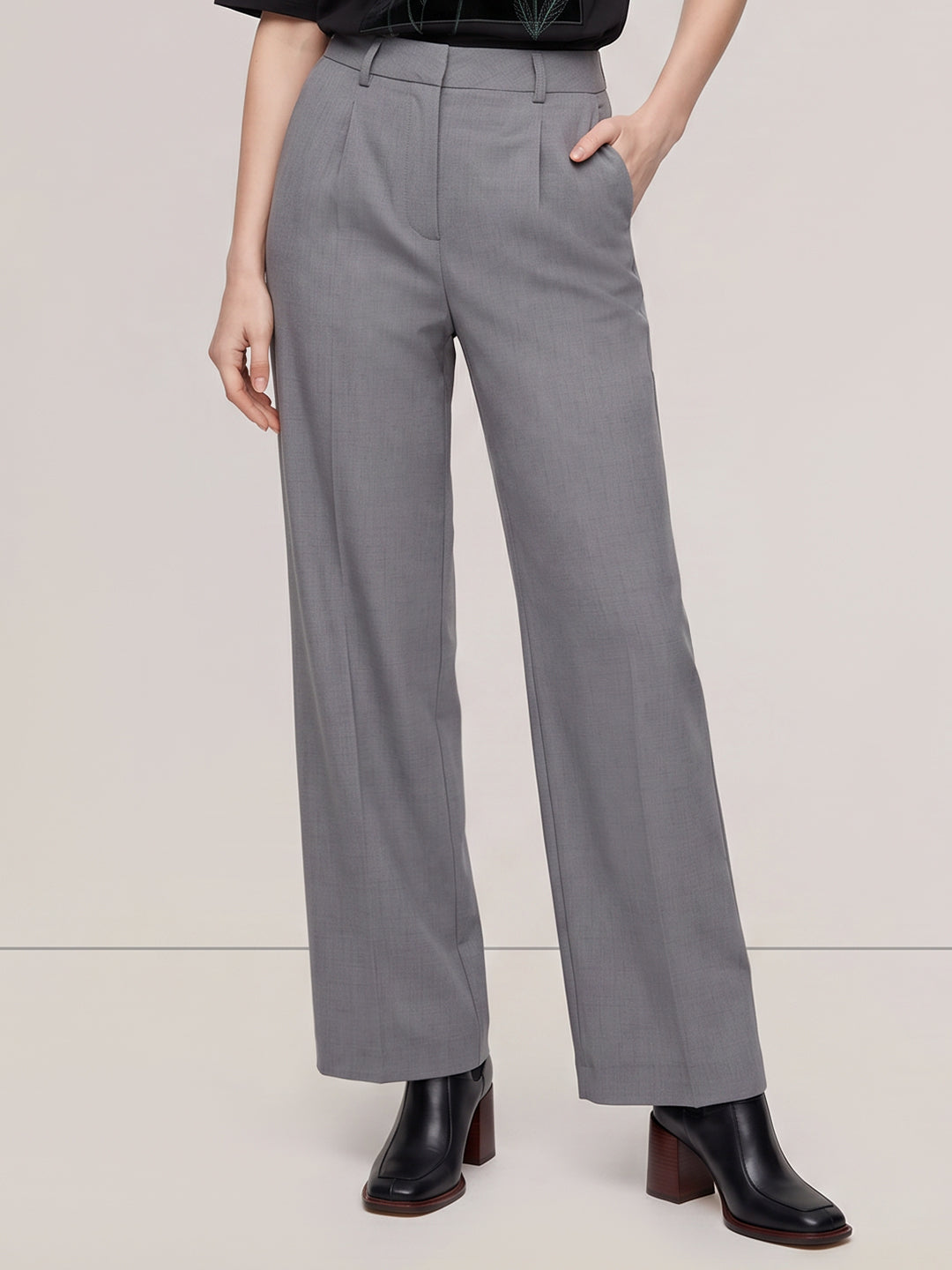 Grey Wide Leg Pants
