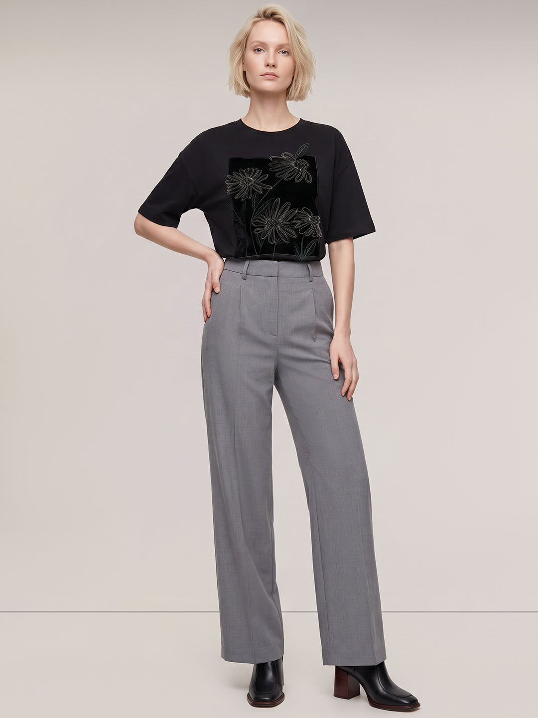 Grey Wide Leg Pants