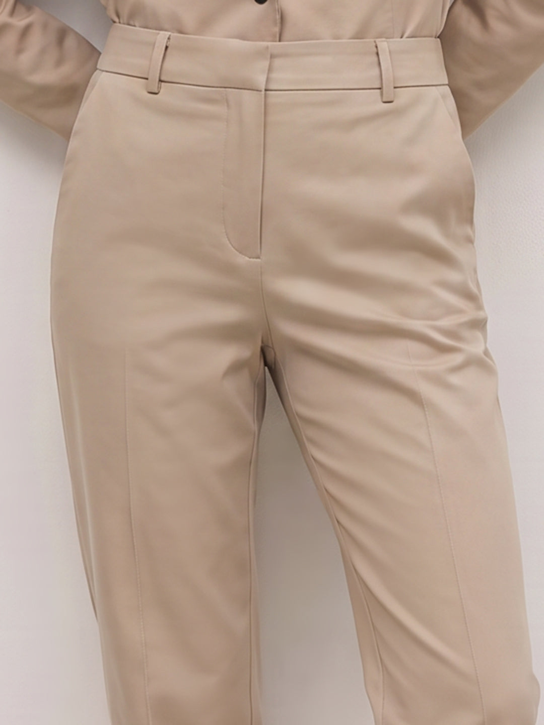 Beige Barrel Fit Pants