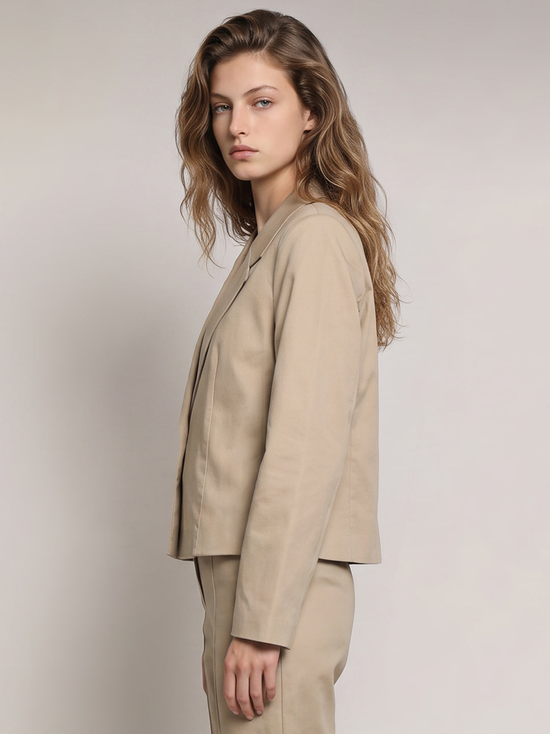 Beige Tailored Short Blazer