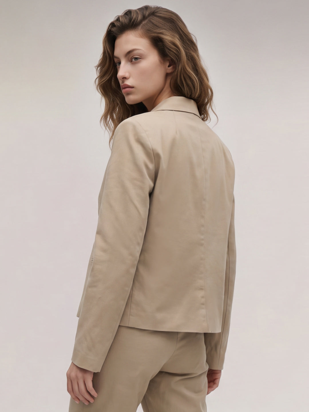 Beige Tailored Short Blazer
