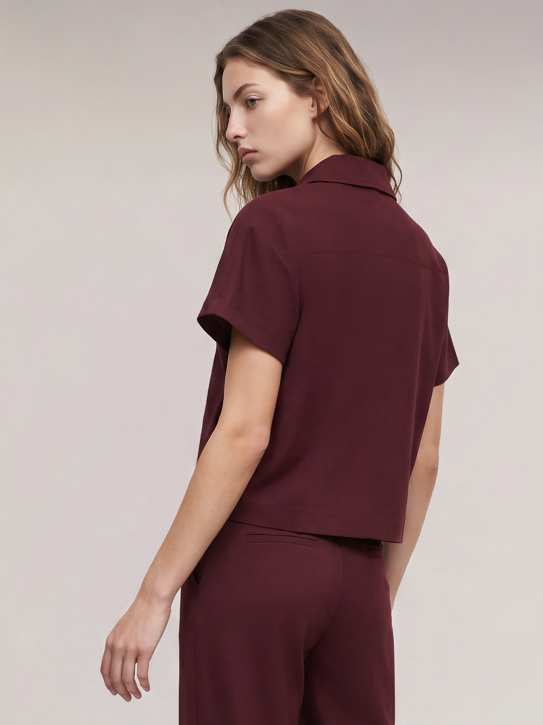 Burgundy Zip-Up Shirt