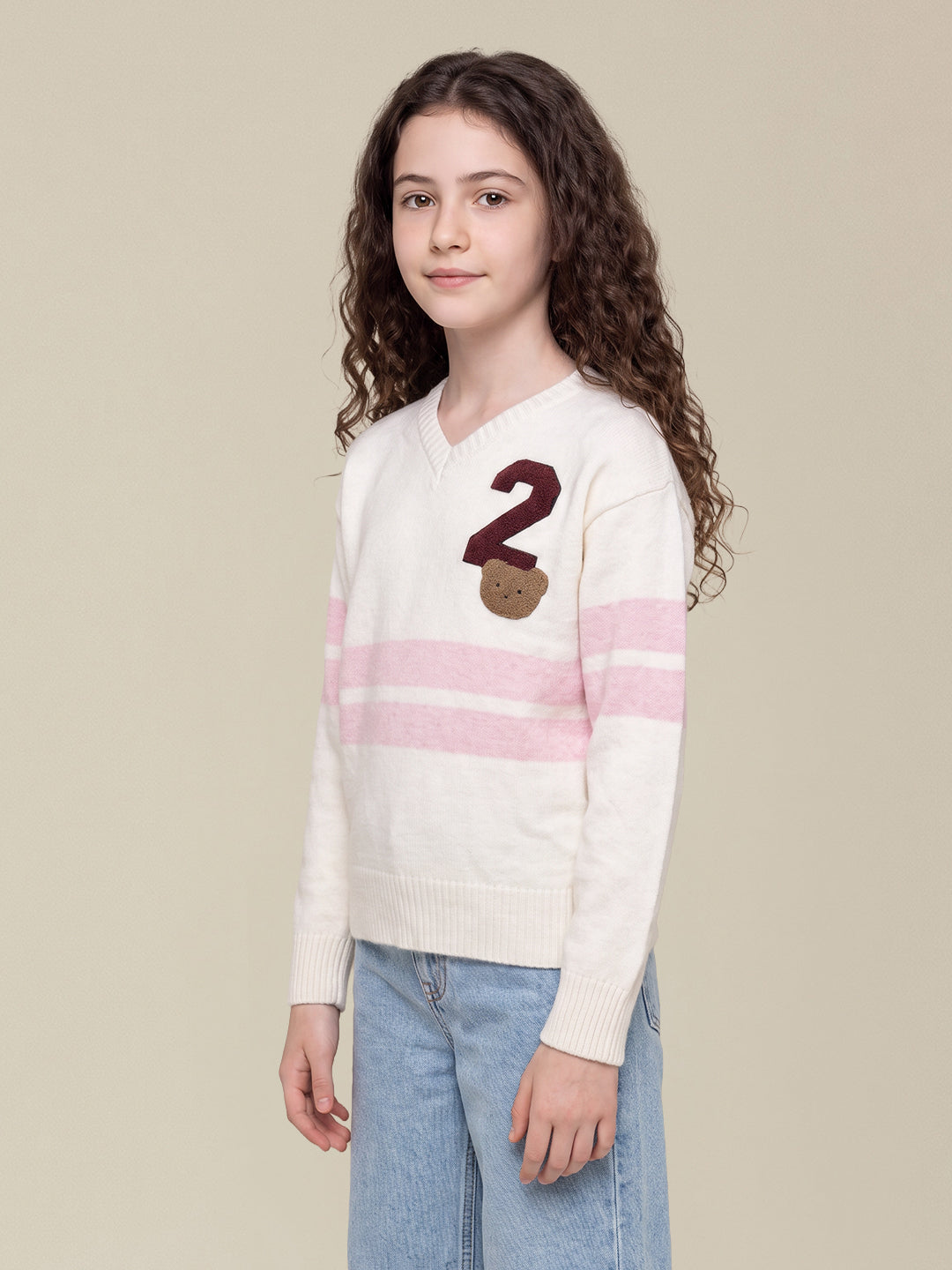GIRLS White Printed Pullover