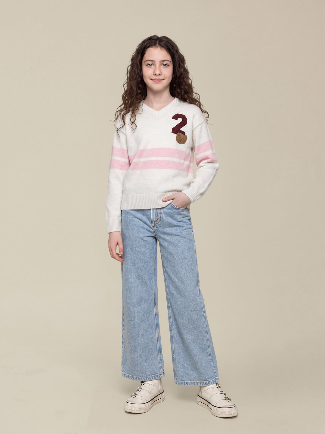 GIRLS White Printed Pullover