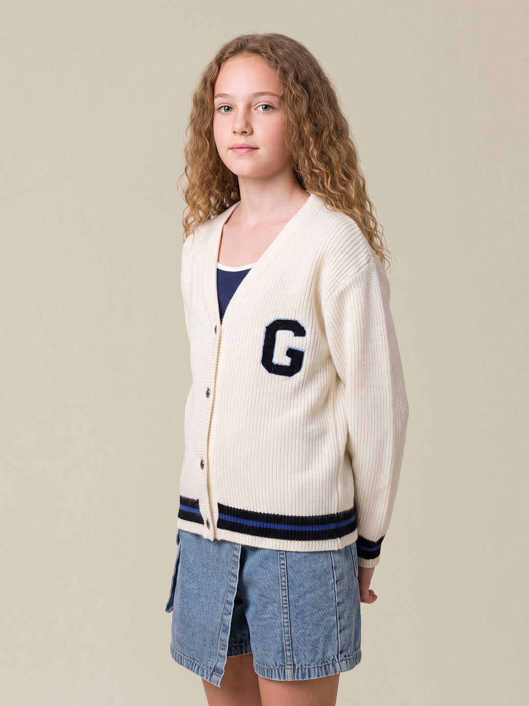 GIRLS White Knit Cardigan