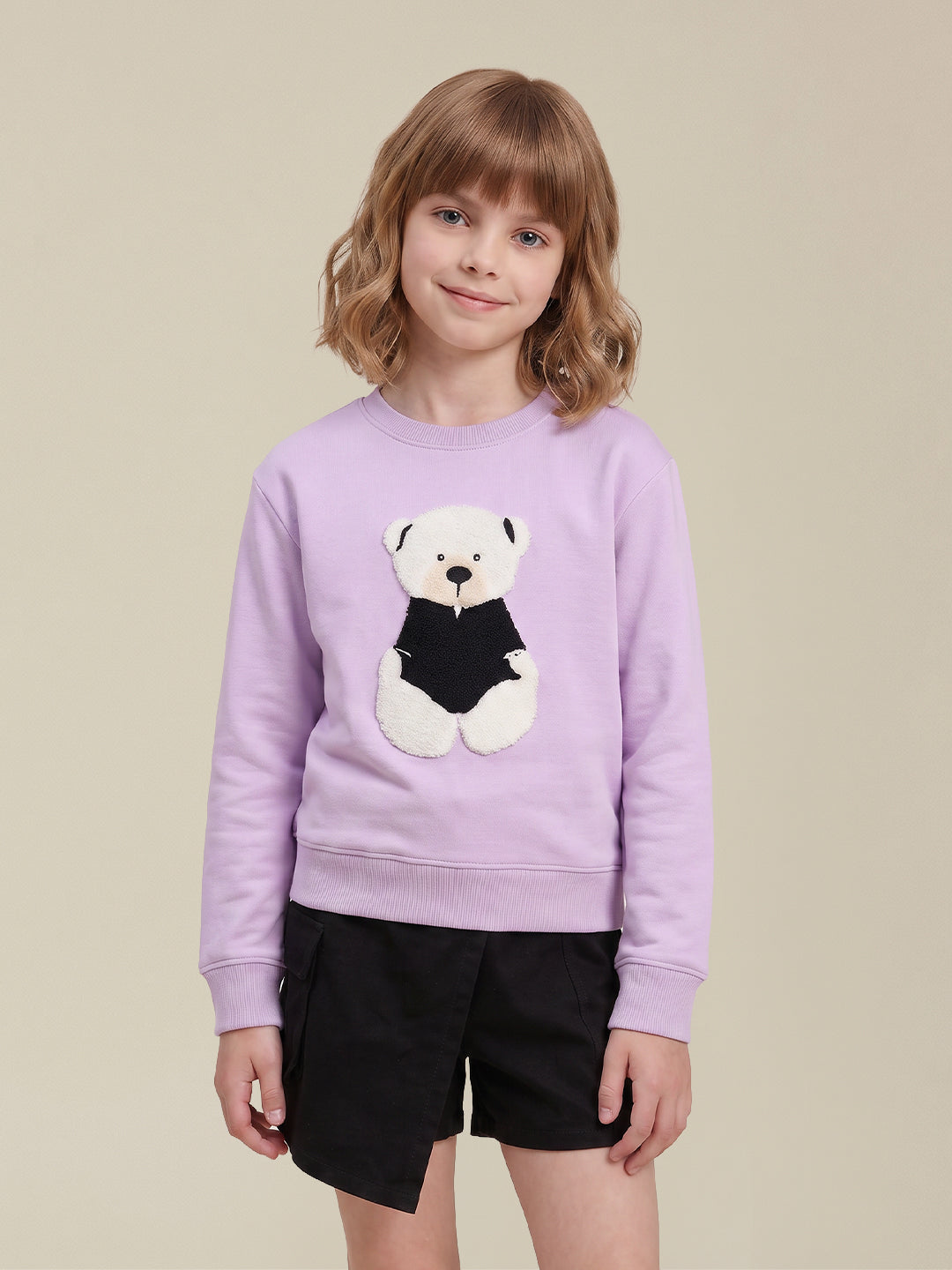 GIRLS Lilac Printed Sweatshirt