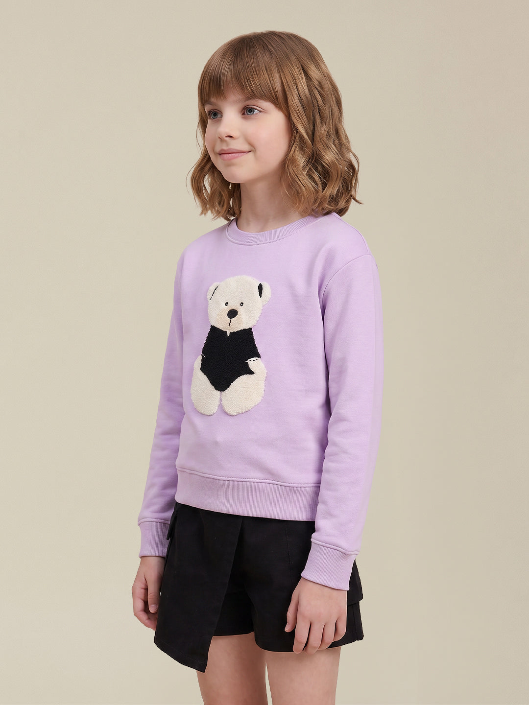 GIRLS Lilac Printed Sweatshirt