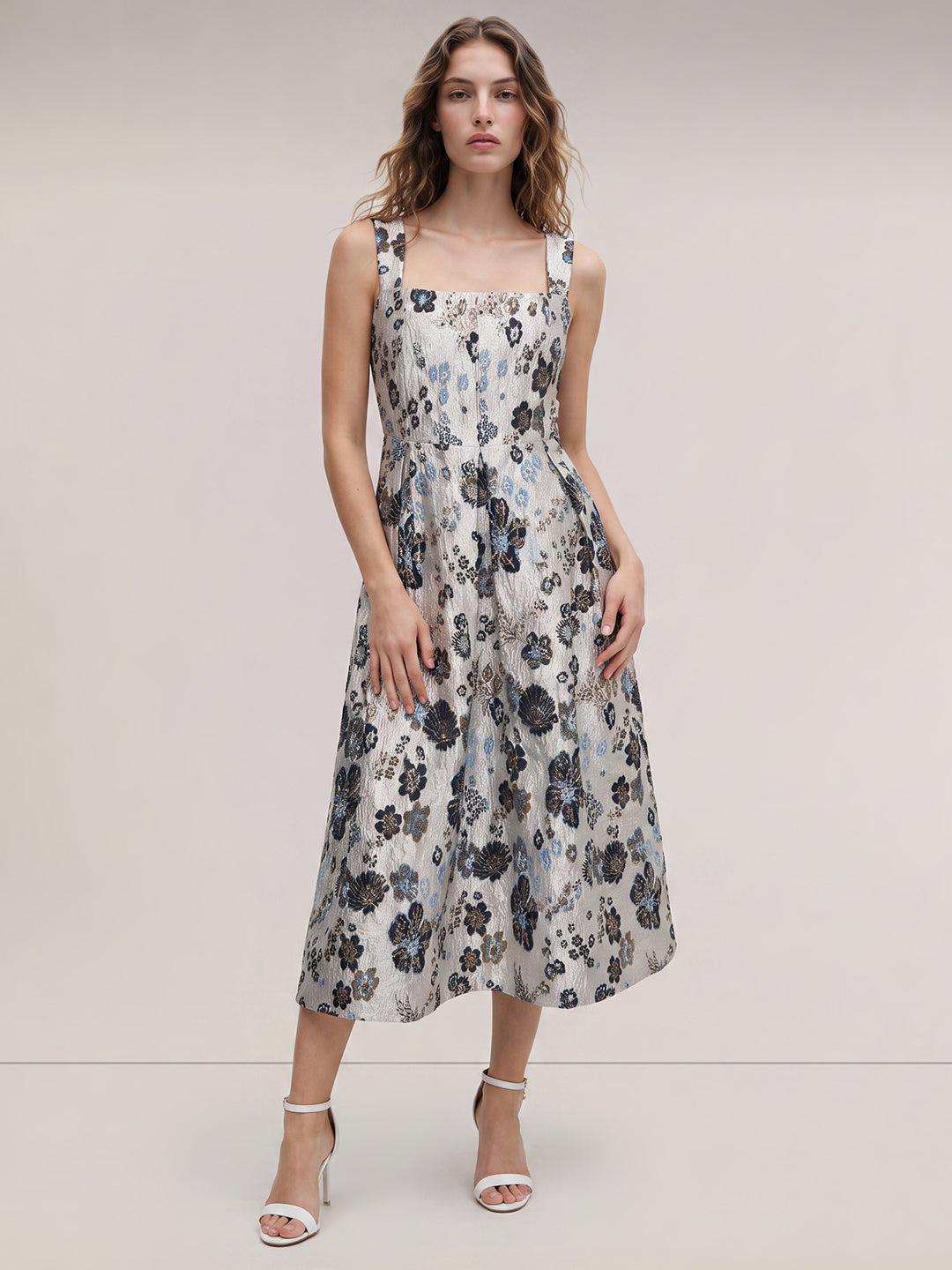 Floral Jacquard Midi Dress