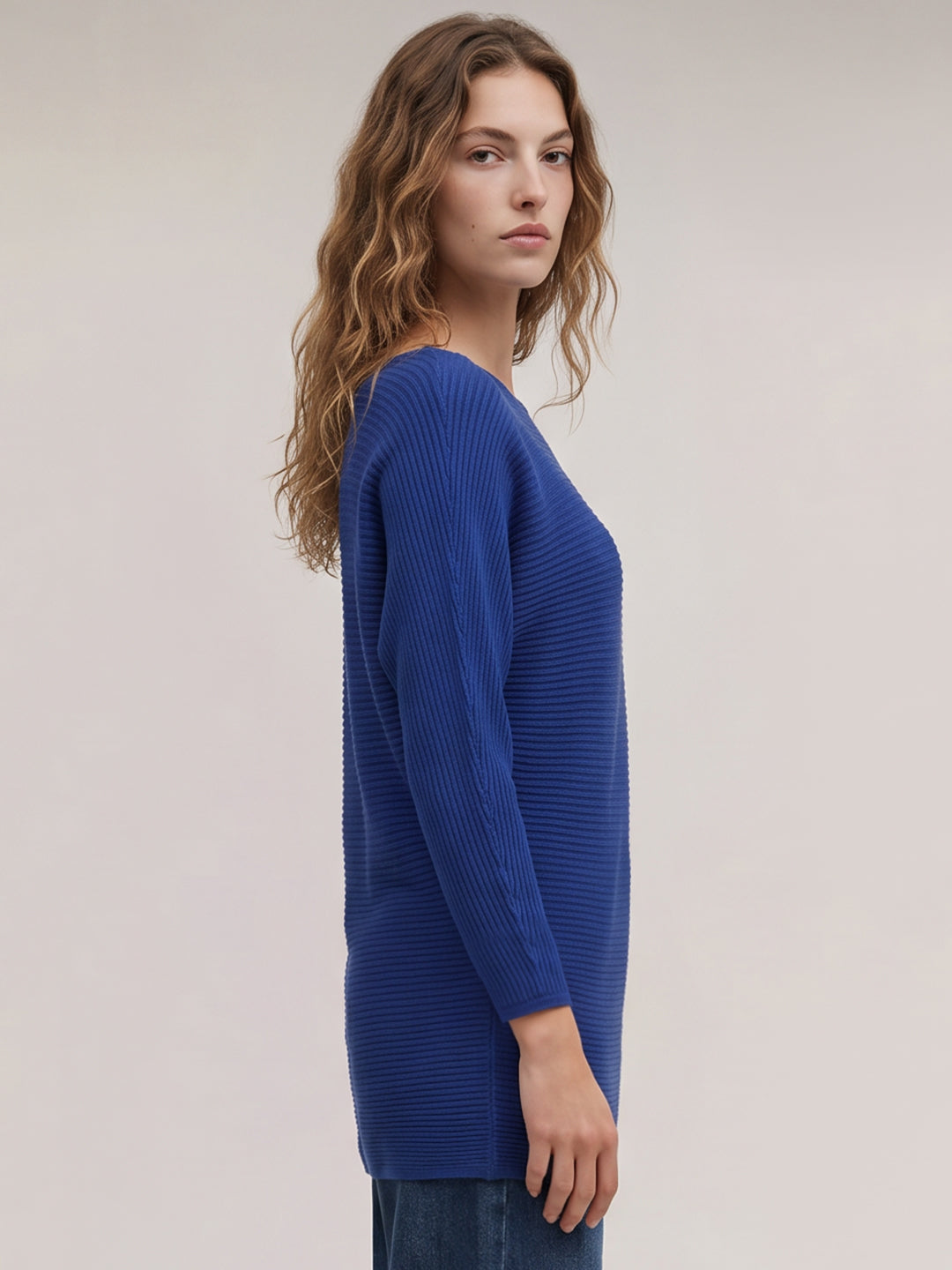 Blue Textured Knit Top