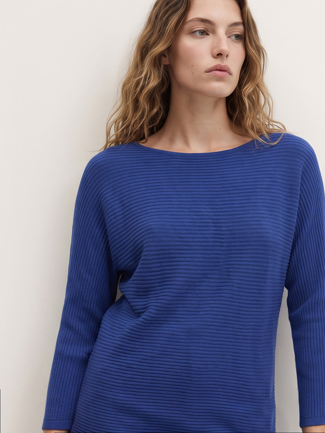 Blue Textured Knit Top