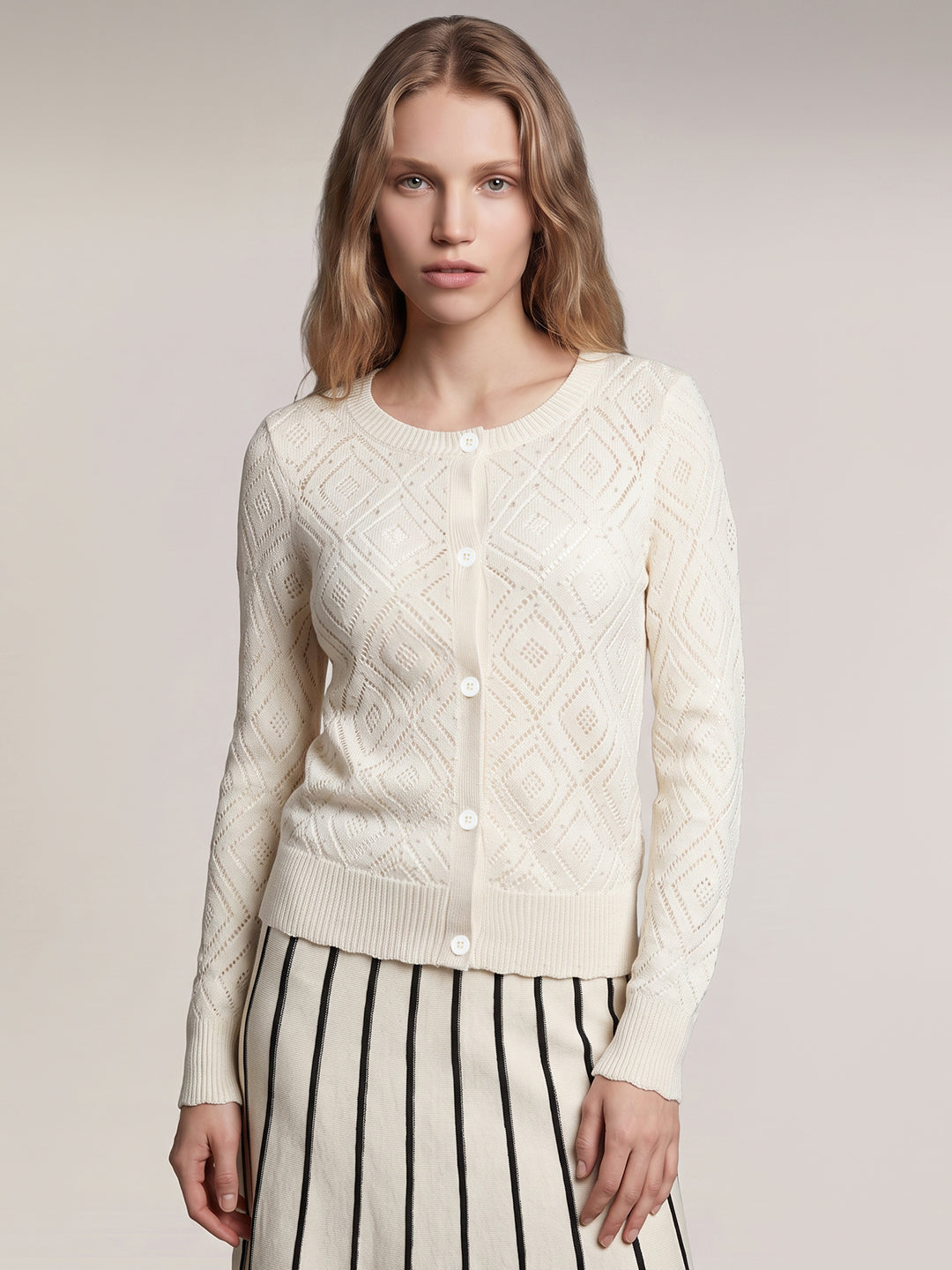 Pointelle Knit Cardigan