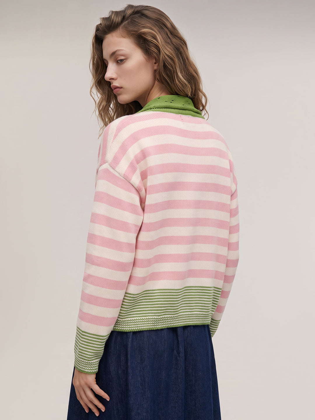 Pink Striped Scarf Pullover